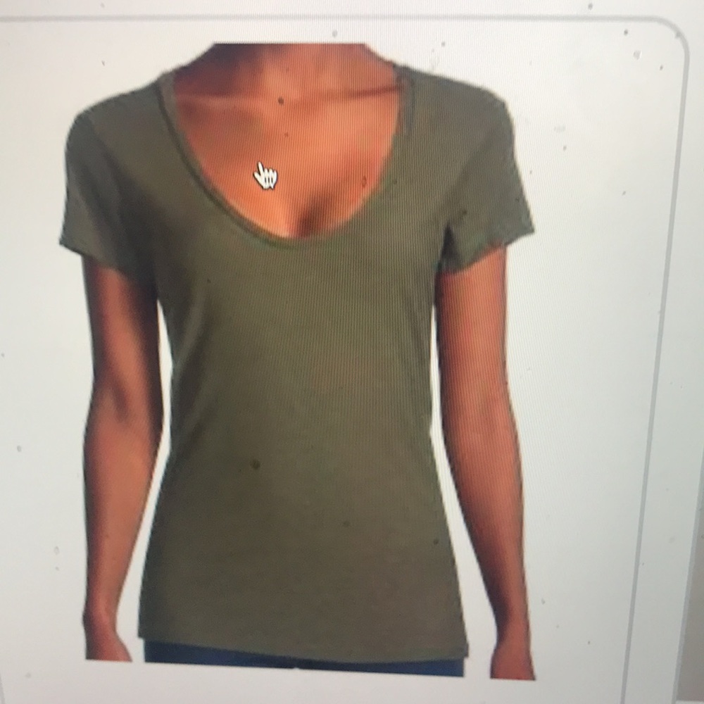 NWT James Perse Women's Deep V-Neck Tee ART MOSS GREEN